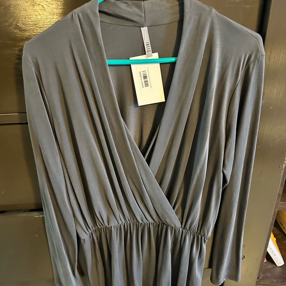 Jolie Gray Wrap Blouse